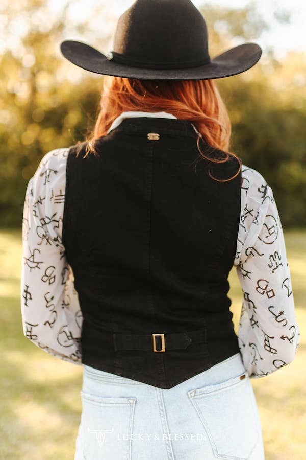 Black Western Button Down Vest