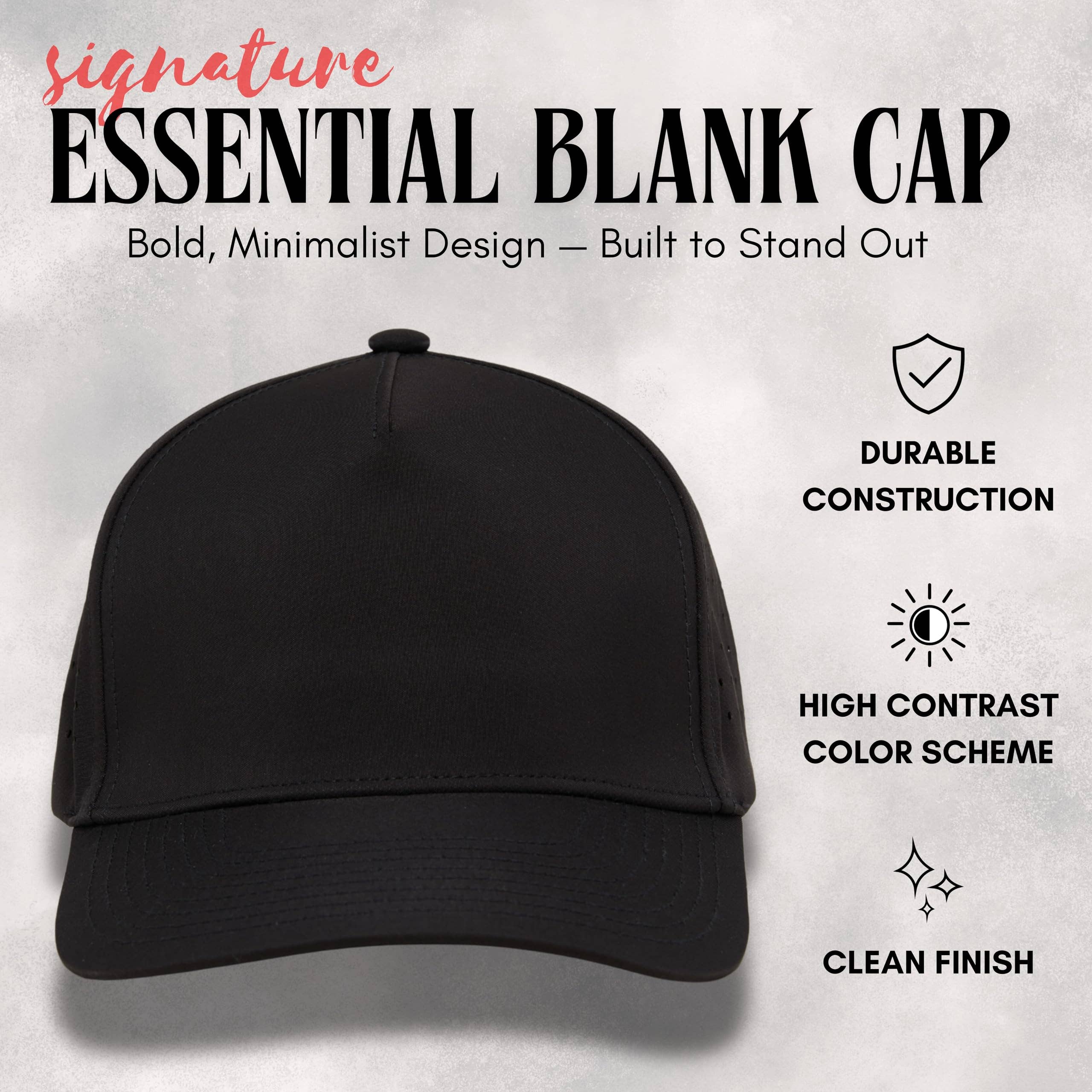 Blank Laser Cut Golf Cap -Black