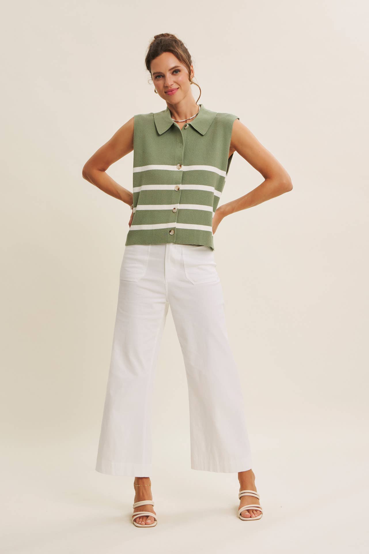 ALL SEASON LAYERING VISCOSE RIB BUTTON-DOWN SWEATER VEST