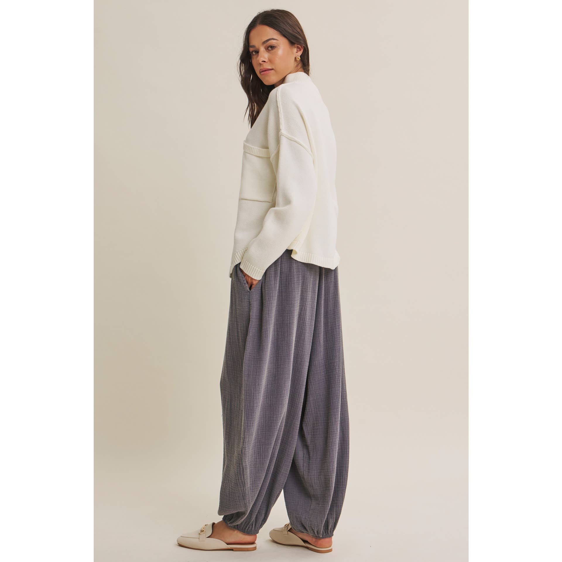 MINIMAL DAY OVERSIZED HIGH NECK SWEATER JACKET WITH POCKETS