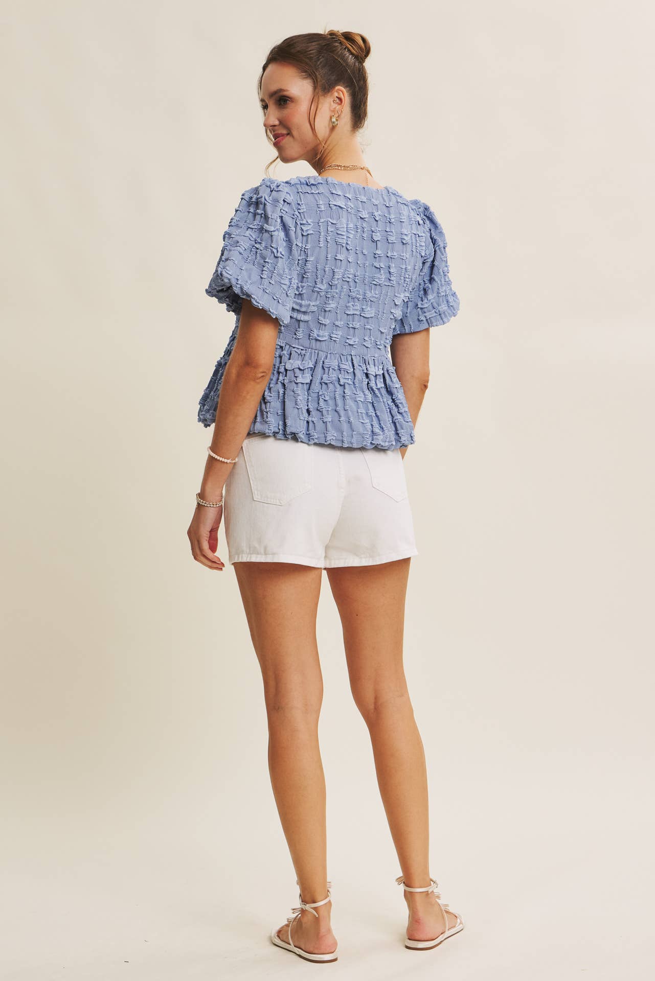 ORIGINAL BESTSELLER BUBBLE BABYDOLL BLOUSE WITH CONTRAST BOW