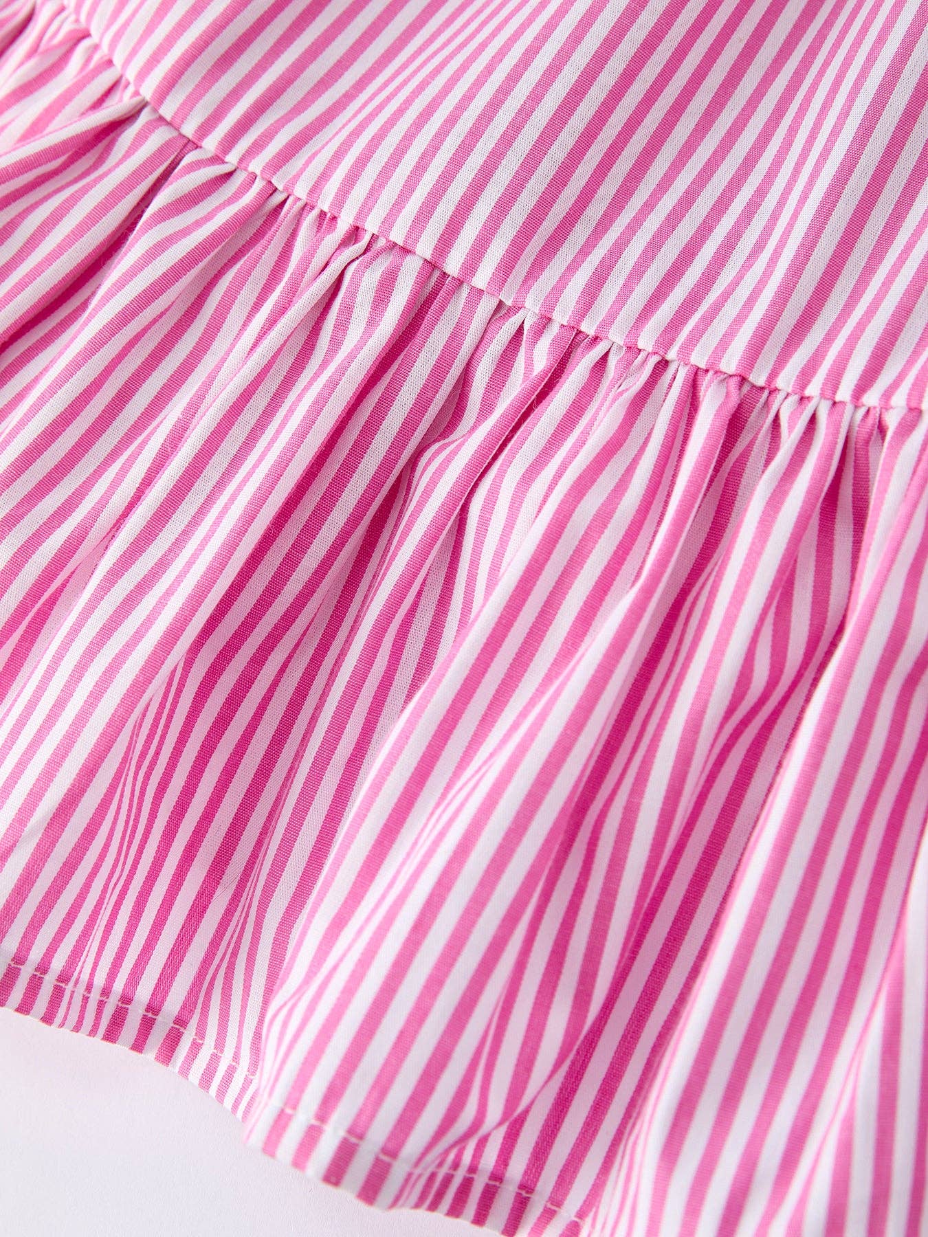 Pink Summer Stripe Bow Ruffle Girl Dress