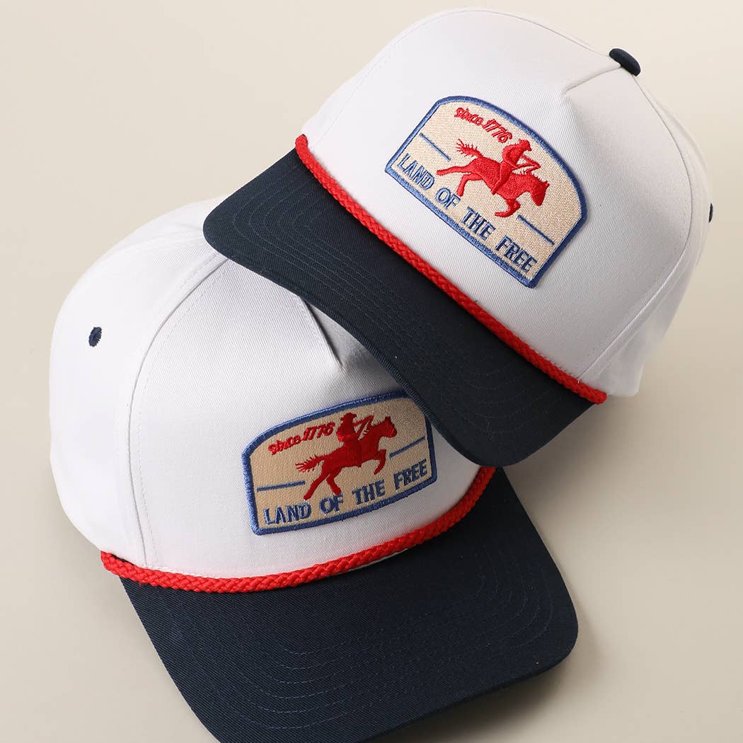 LAND OF THE FREE Embroidered Patch Rope Trucker Hat