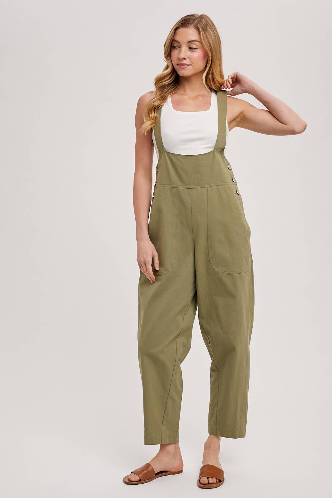 TAPERED CAPRI OVERALLS WITH POCKETS