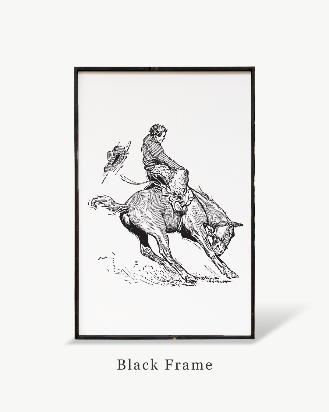 Bucking Bronco Framed Print – Western Decor Cowboy Line Art