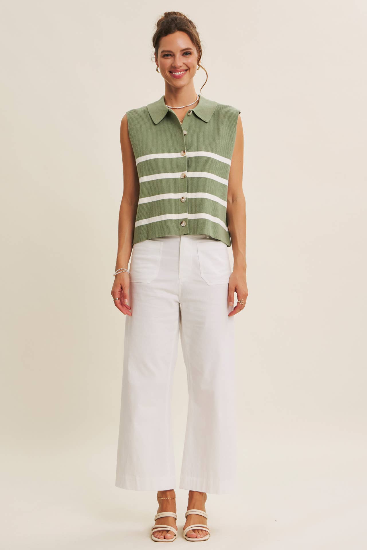 ALL SEASON LAYERING VISCOSE RIB BUTTON-DOWN SWEATER VEST