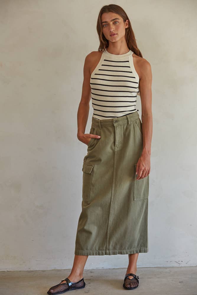 Knit Sweater Ribbed Striped Tank Top