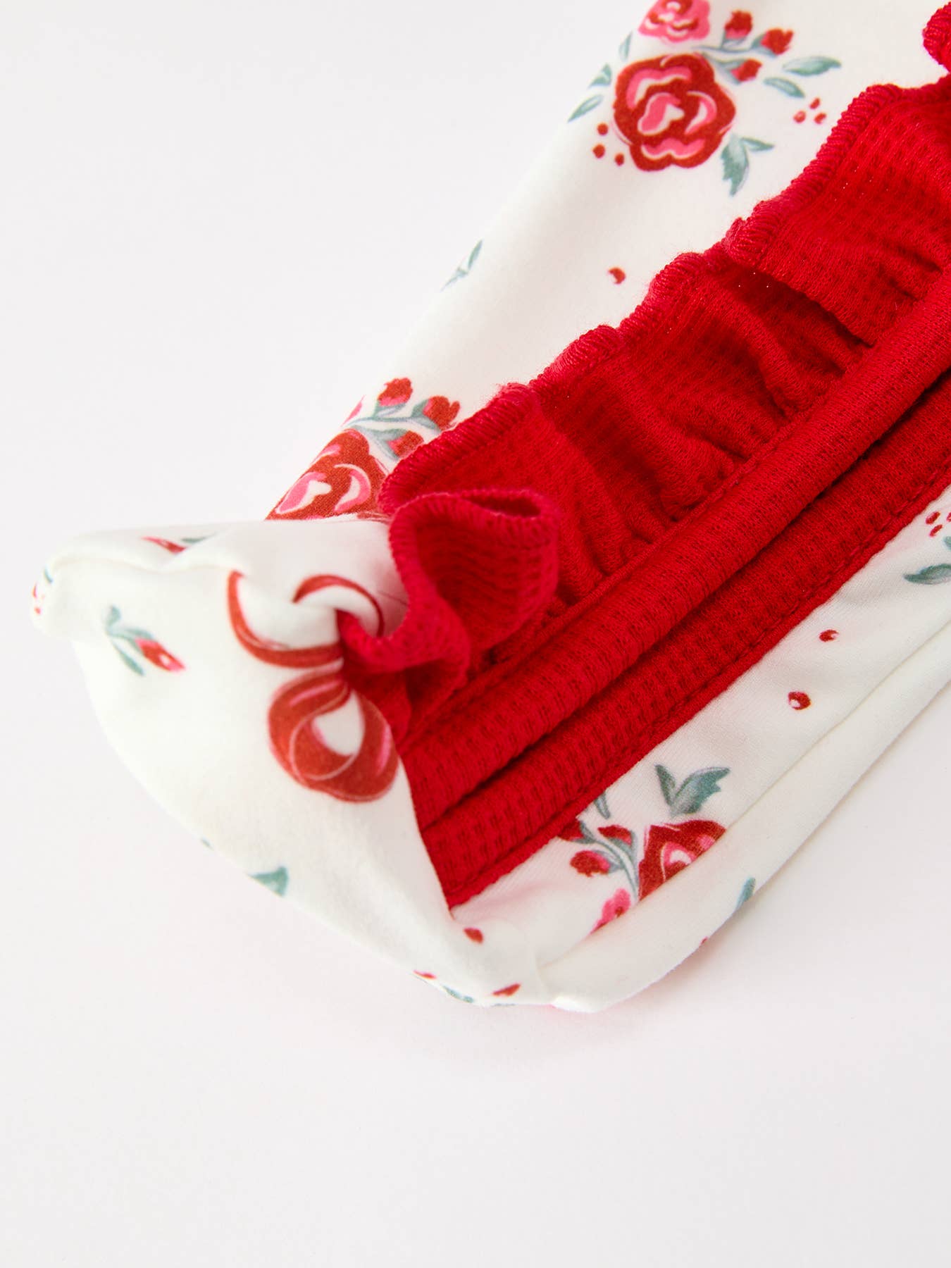 Baby Girls Red Bow Floral Ruffle Zip Romper