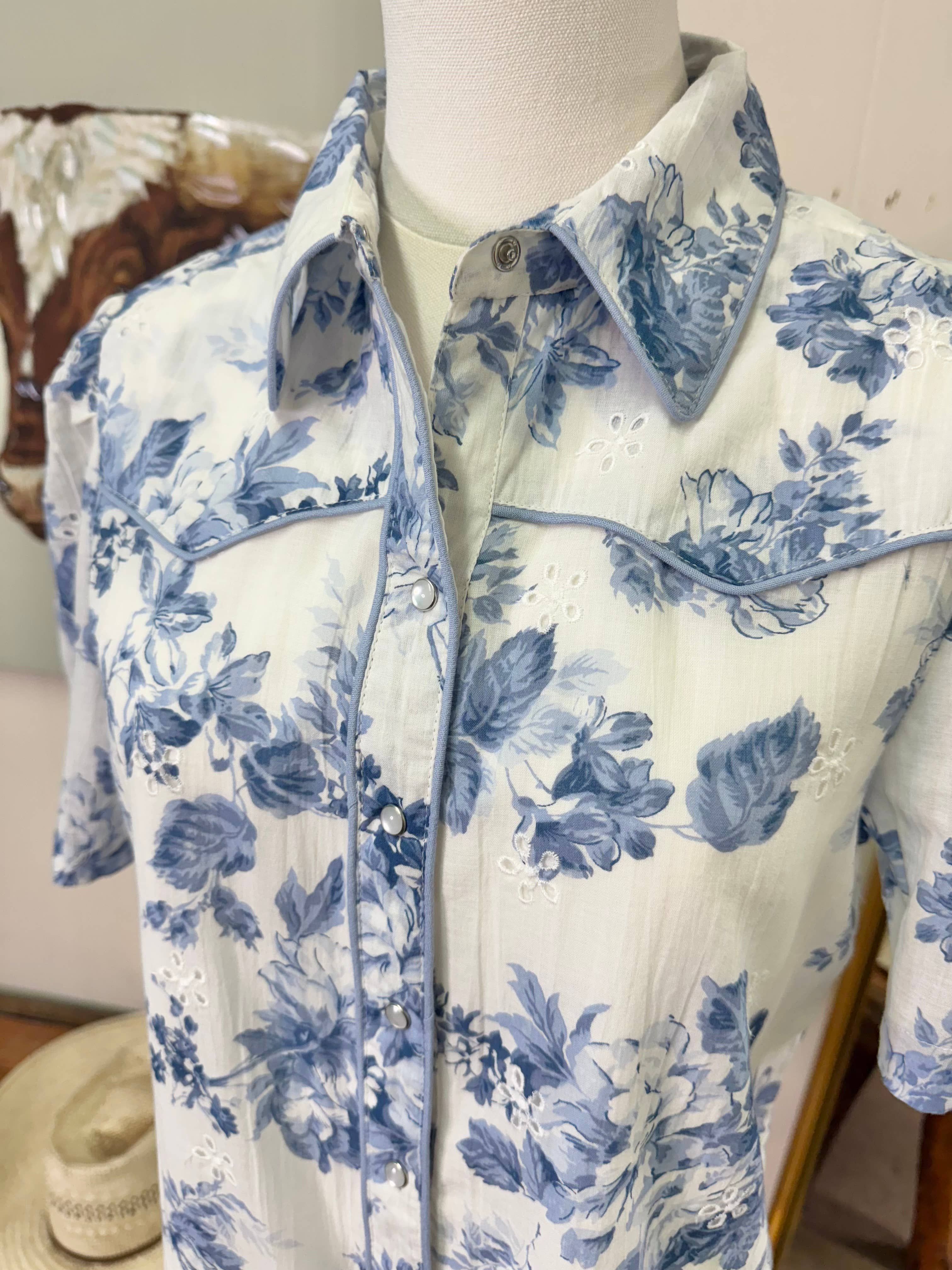 Fancy Floral Pearl Snap Western Shirt