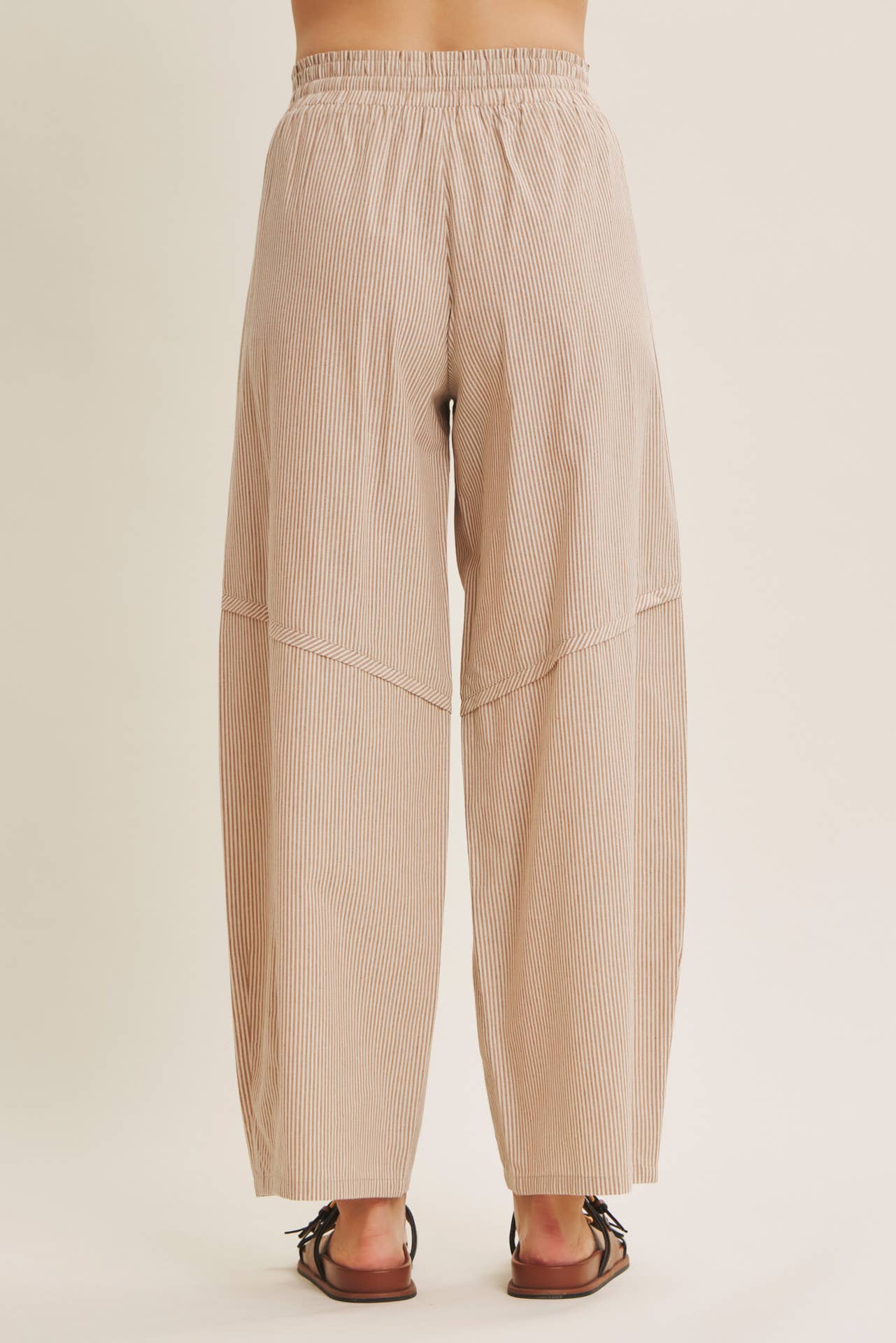 ALL ABOUT COMFORT ELASTIC STRIPE COTTON BARREL PANTS