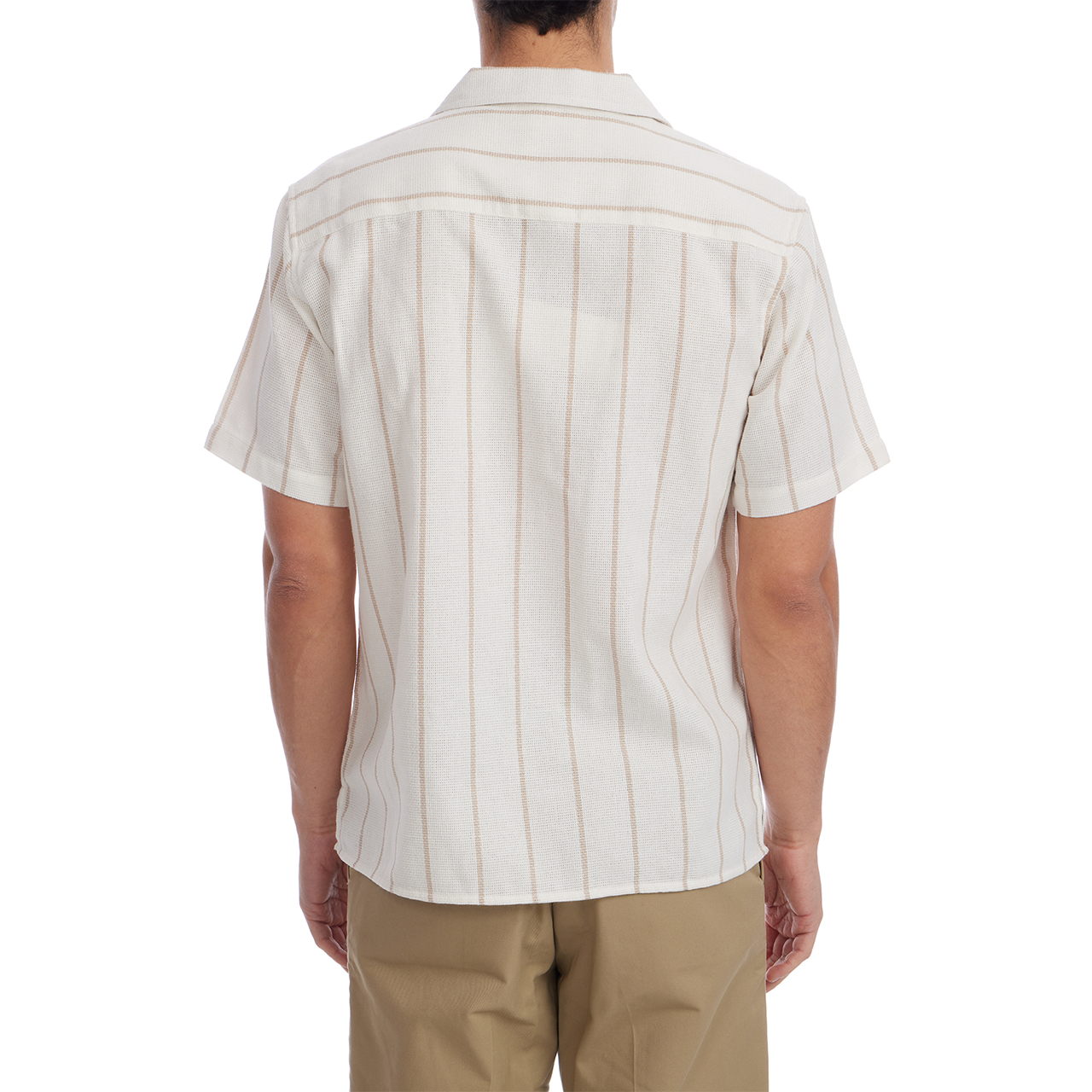 Myles Short Sleeve Textured Vertical Striped Shirt - Cream