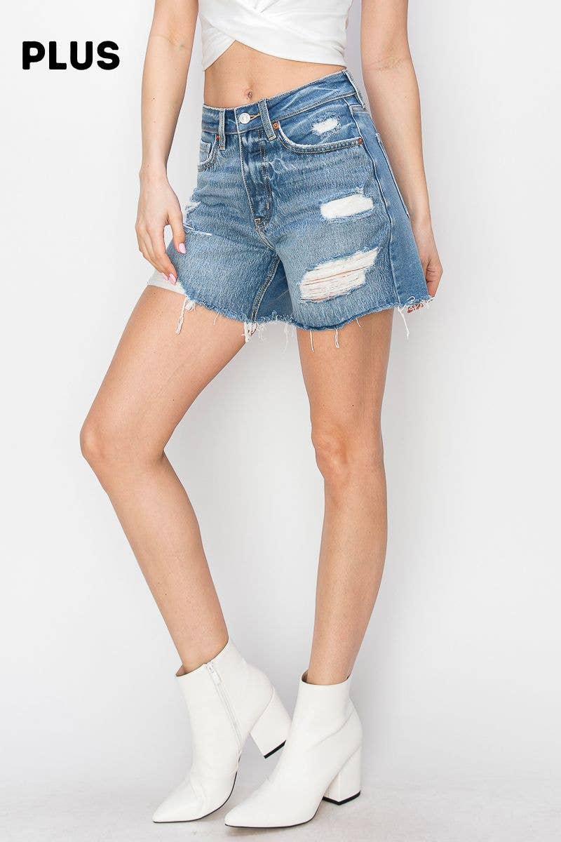 PLUS SIZE HIGH RISE MIDI SHORTS