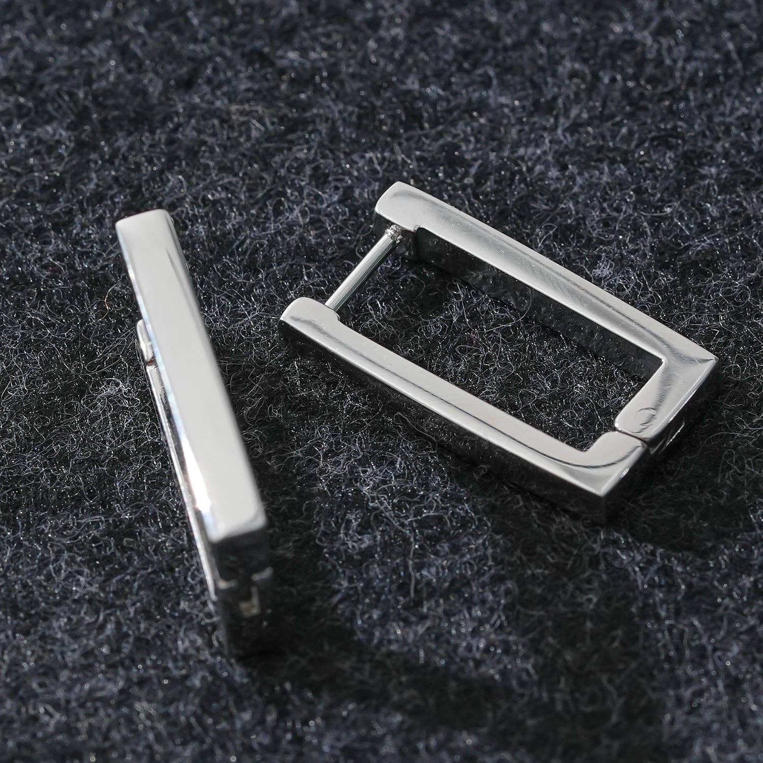 DELILAH: Rectangular Mini Hoop Earrings in Silver