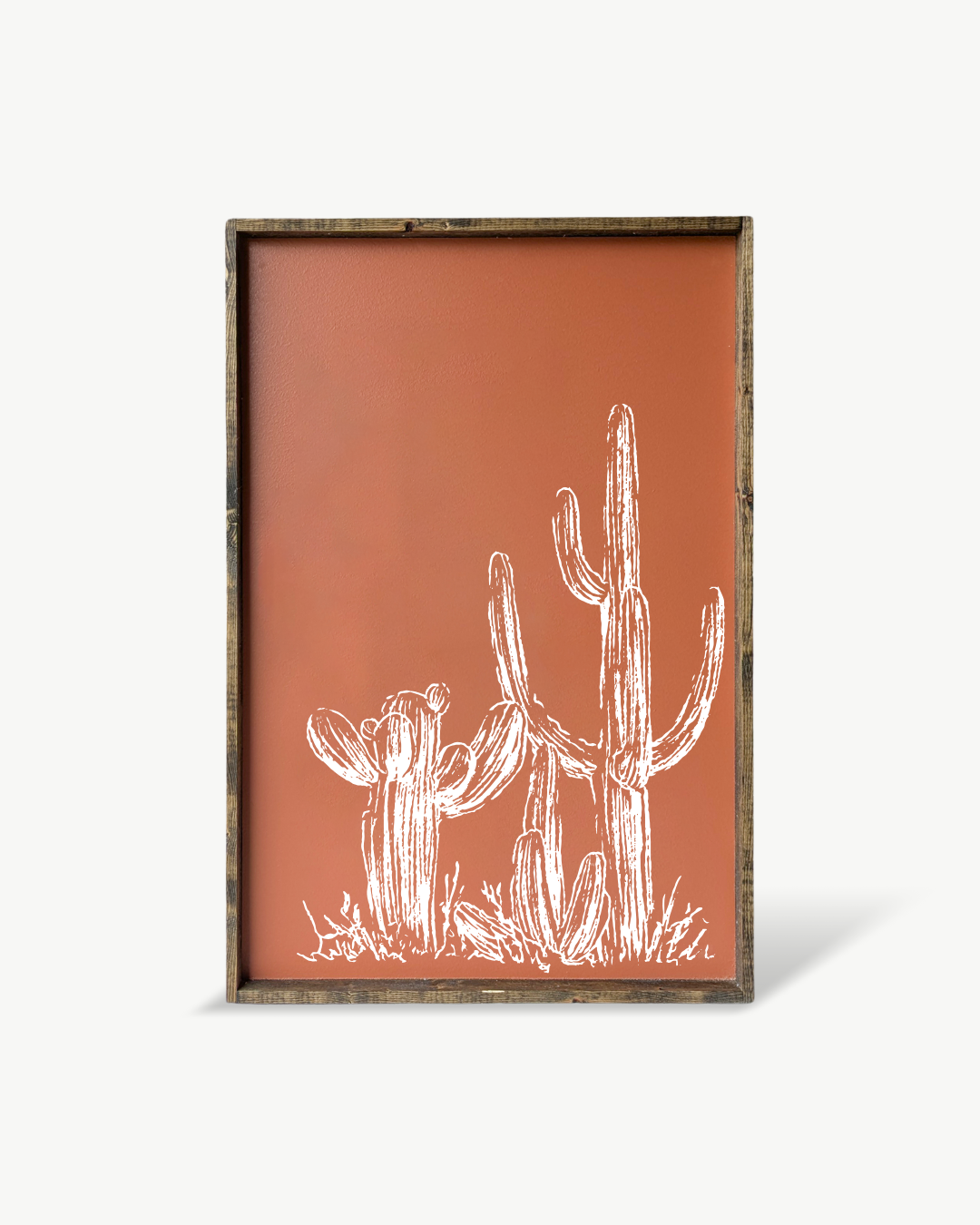 24" x 36" Western Cactus Framed Print – Boho Wall Art, Cactus Decor