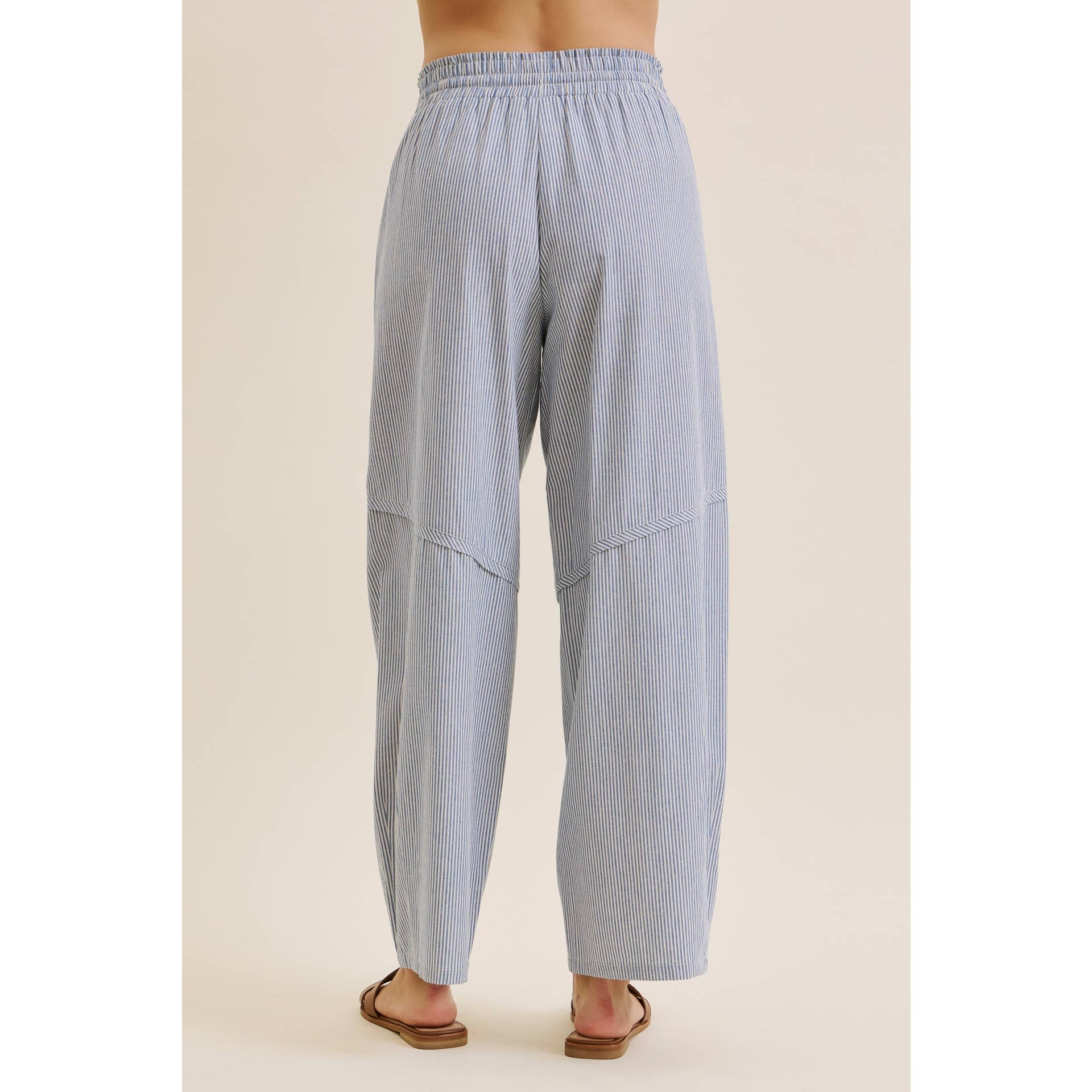 ALL ABOUT COMFORT ELASTIC STRIPE COTTON BARREL PANTS