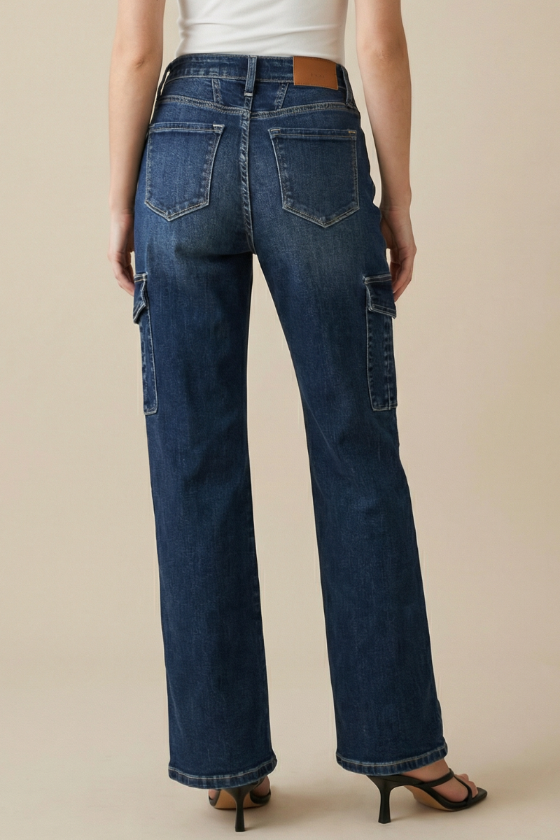HIGH RISE WIDE CARGO JEANS
