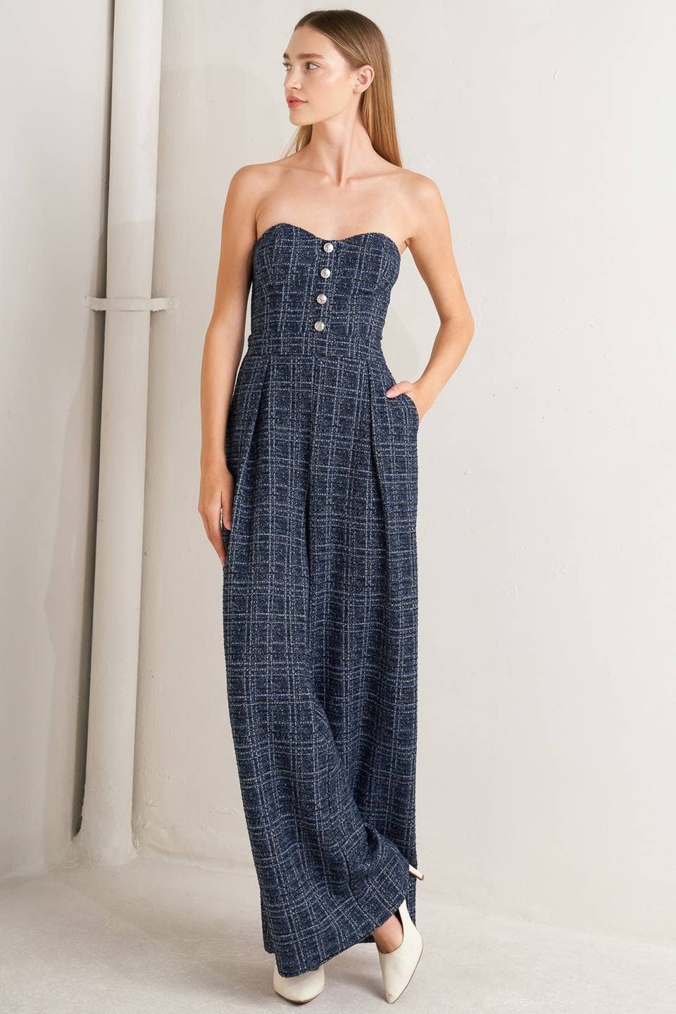 A tweed jumpsuit