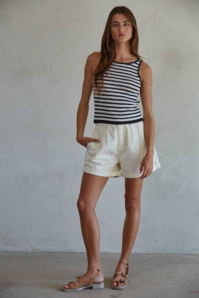 Knit Sweater Ribbed Striped Tank