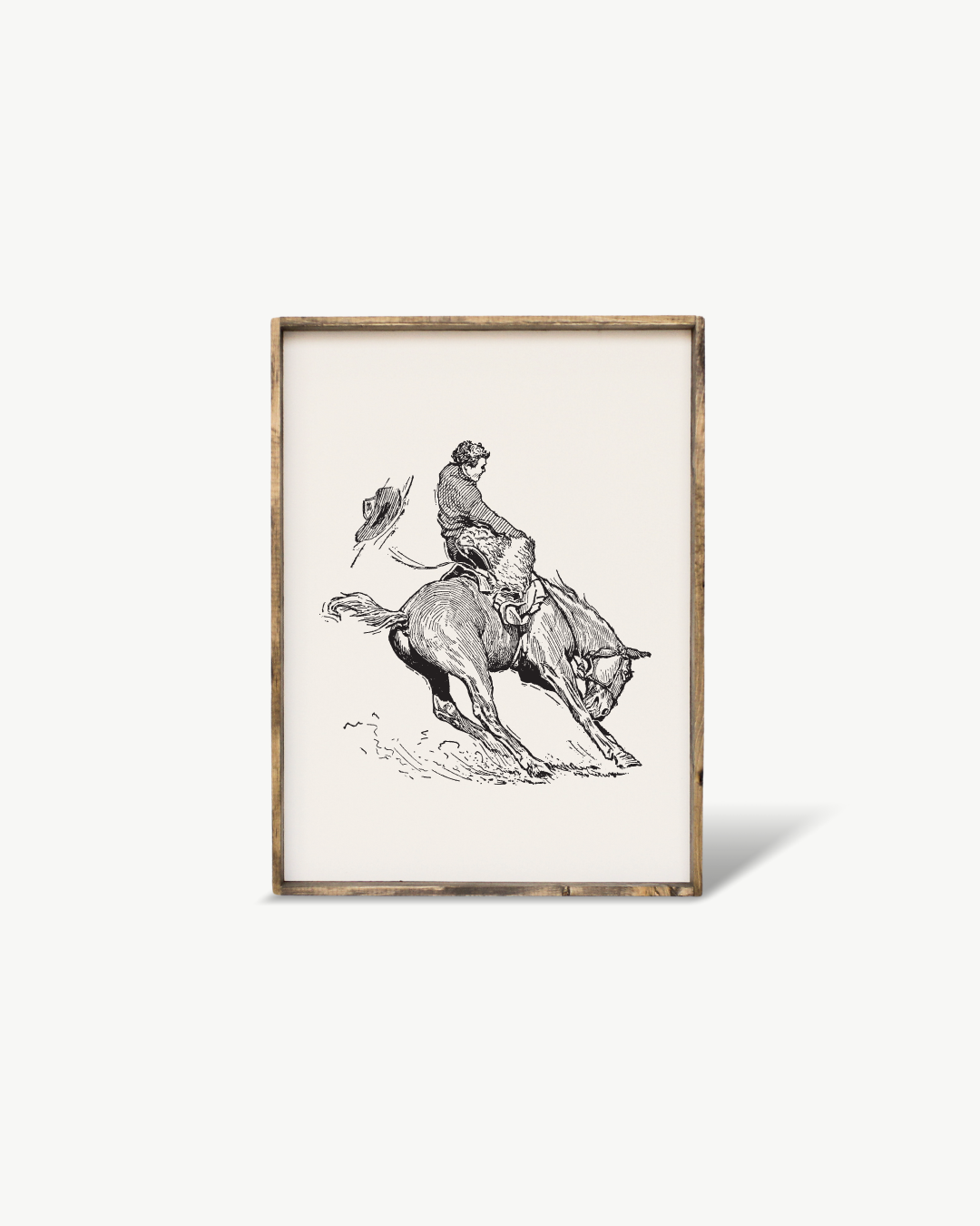 Bucking Bronco Framed Print – Western Decor Cowboy Line Art