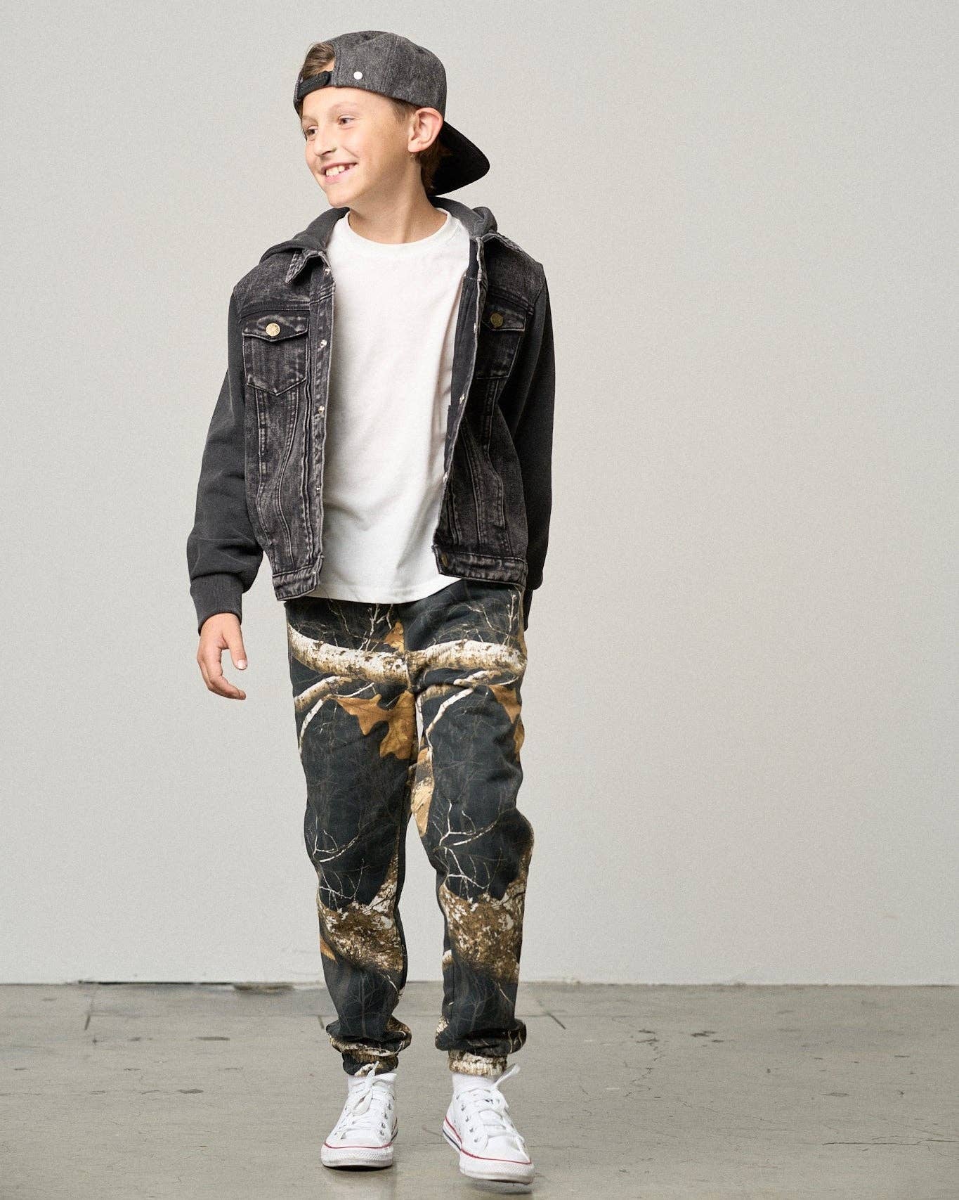 Washed Hooded Denim Jacket - Black