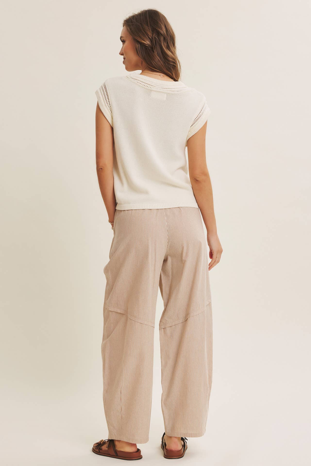ALL ABOUT COMFORT ELASTIC STRIPE COTTON BARREL PANTS