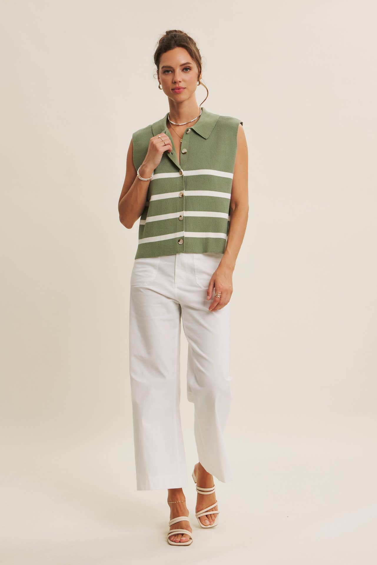 ALL SEASON LAYERING VISCOSE RIB BUTTON-DOWN SWEATER VEST