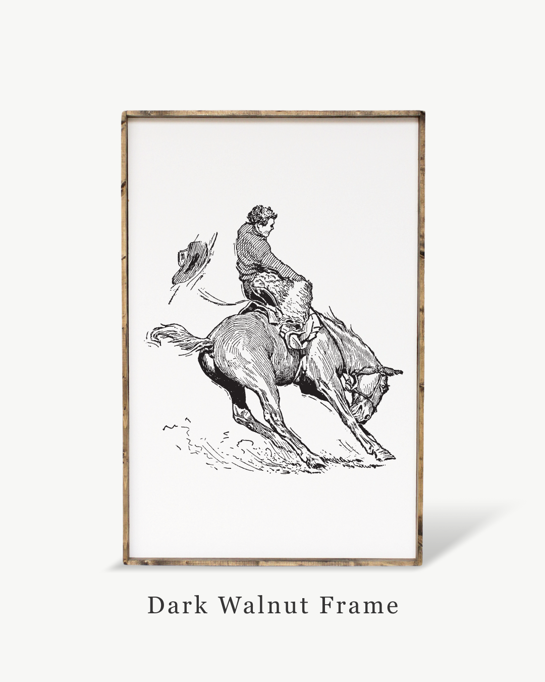 Bucking Bronco Framed Print – Western Decor Cowboy Line Art