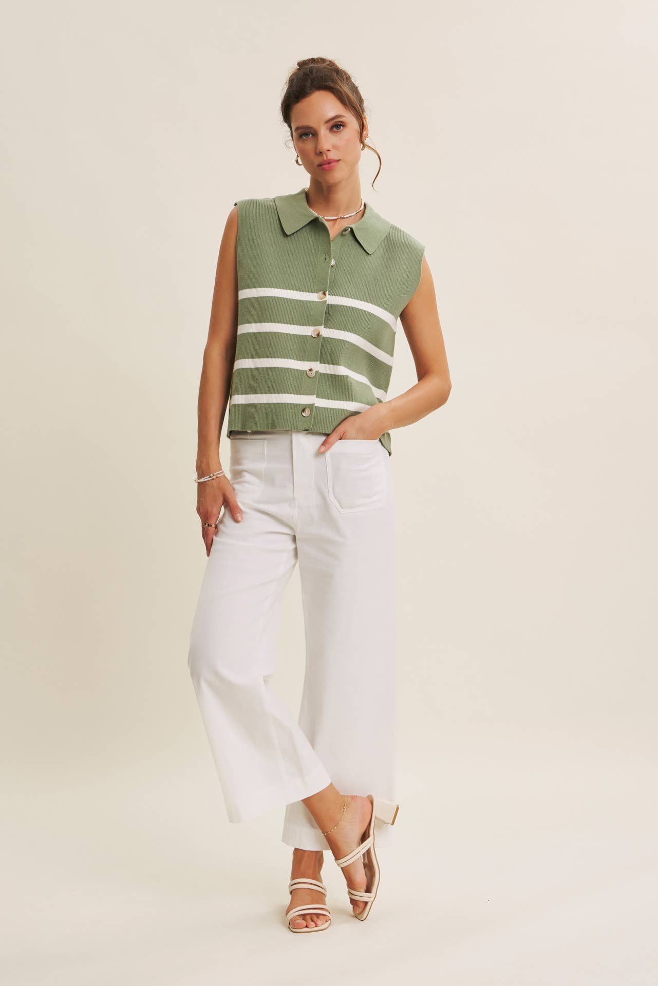 ALL SEASON LAYERING VISCOSE RIB BUTTON-DOWN SWEATER VEST