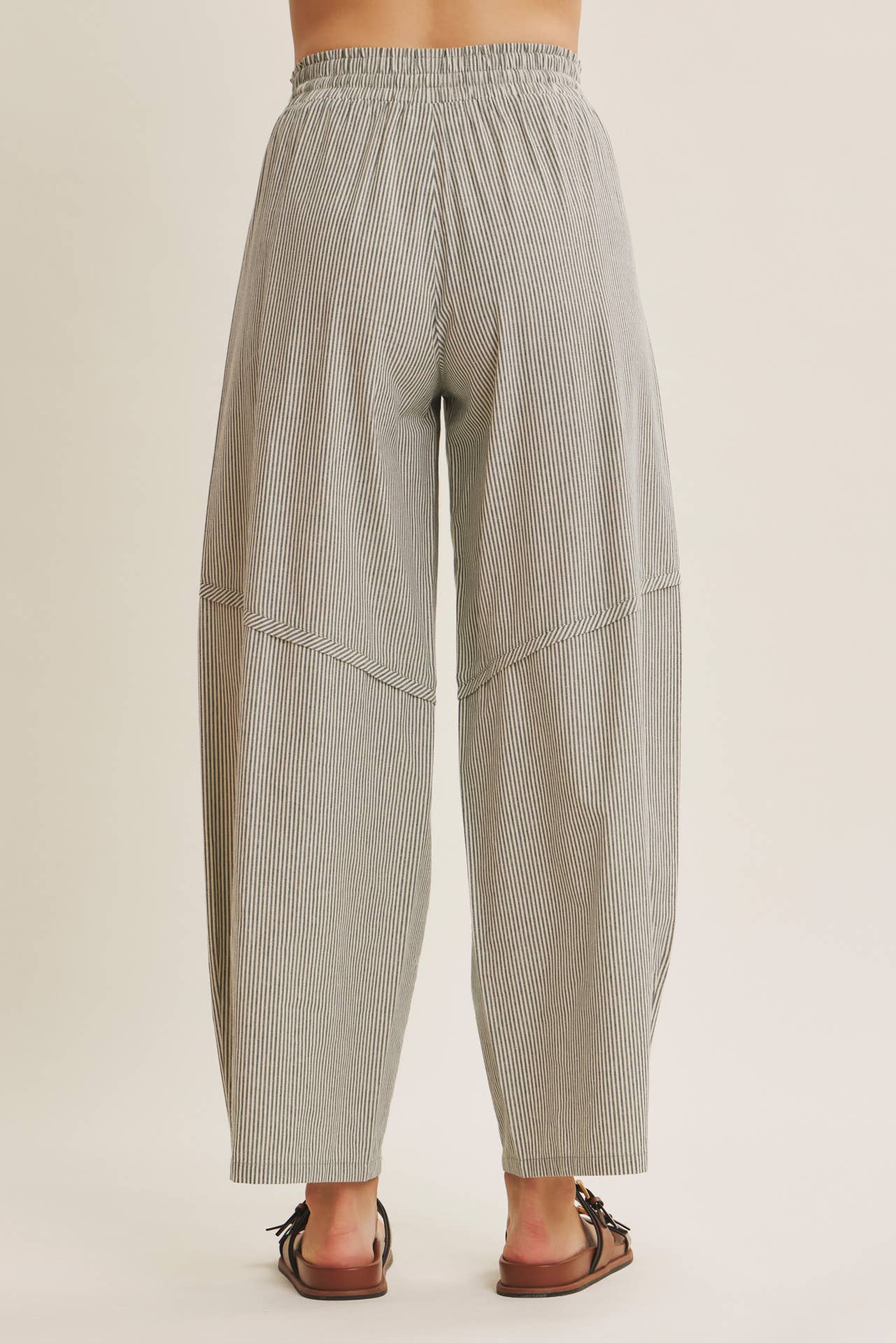 ALL ABOUT COMFORT ELASTIC STRIPE COTTON BARREL PANTS