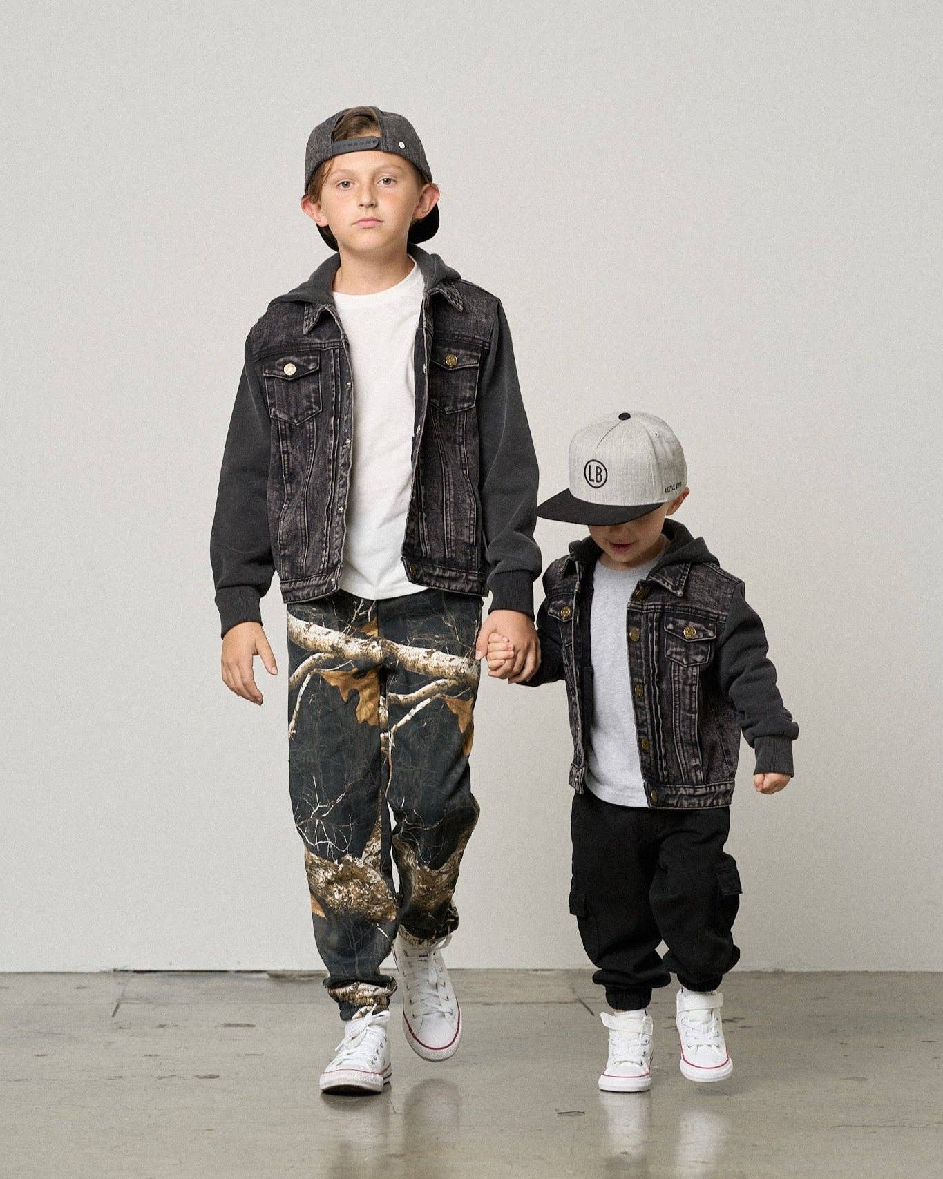 Washed Hooded Denim Jacket - Black