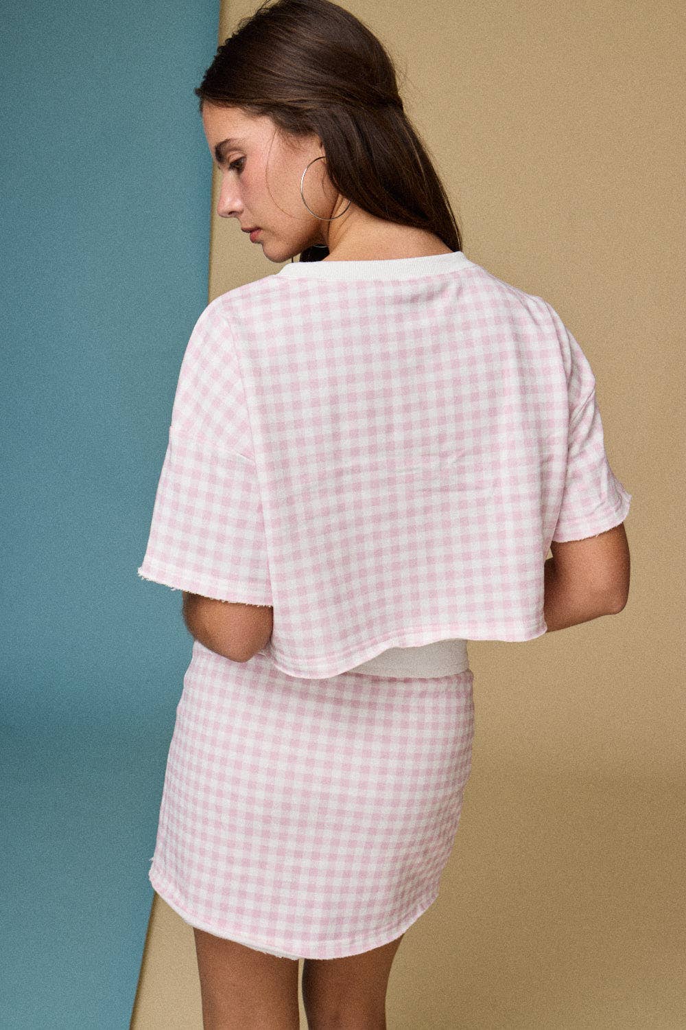 Gingham Cropped Tee and Skirt Set
