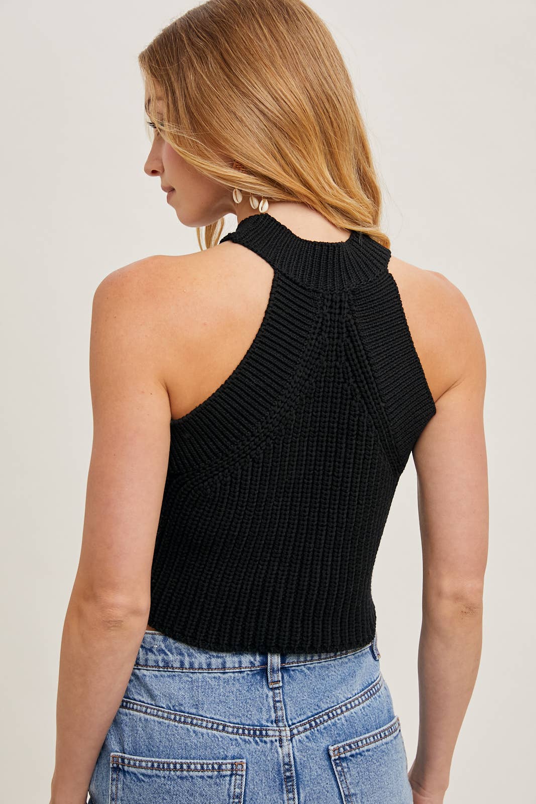 HALTER FLOWER SWEATER TANK