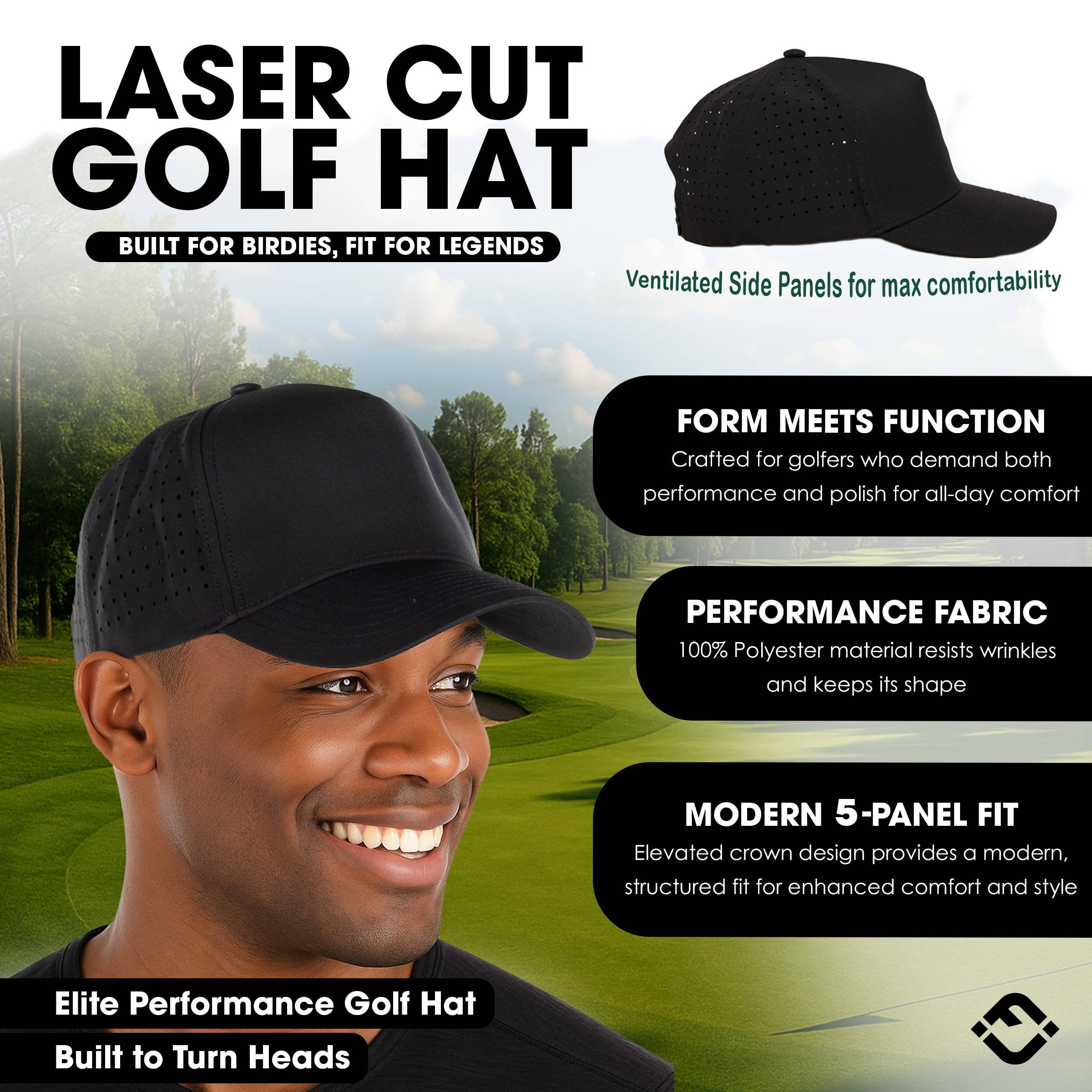 Blank Laser Cut Golf Cap -Black