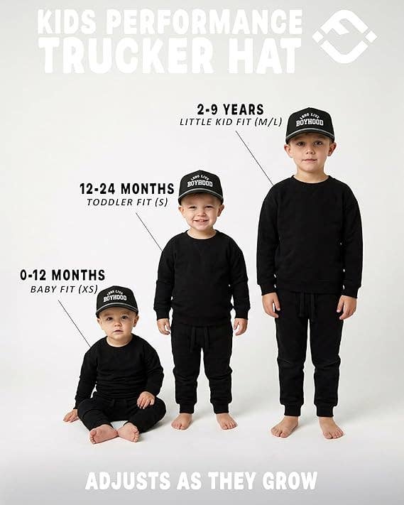 Kid's Golf Hat - Long Live Boyhood - Black