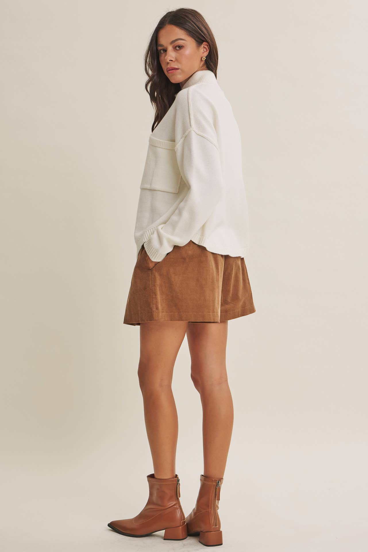 MINIMAL DAY OVERSIZED HIGH NECK SWEATER JACKET WITH POCKETS