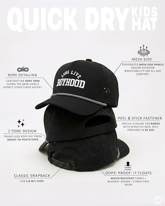 Kid's Golf Hat - Long Live Boyhood - Black