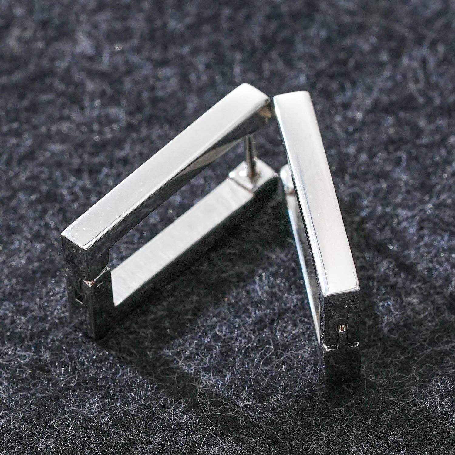 DELILAH: Rectangular Mini Hoop Earrings in Silver