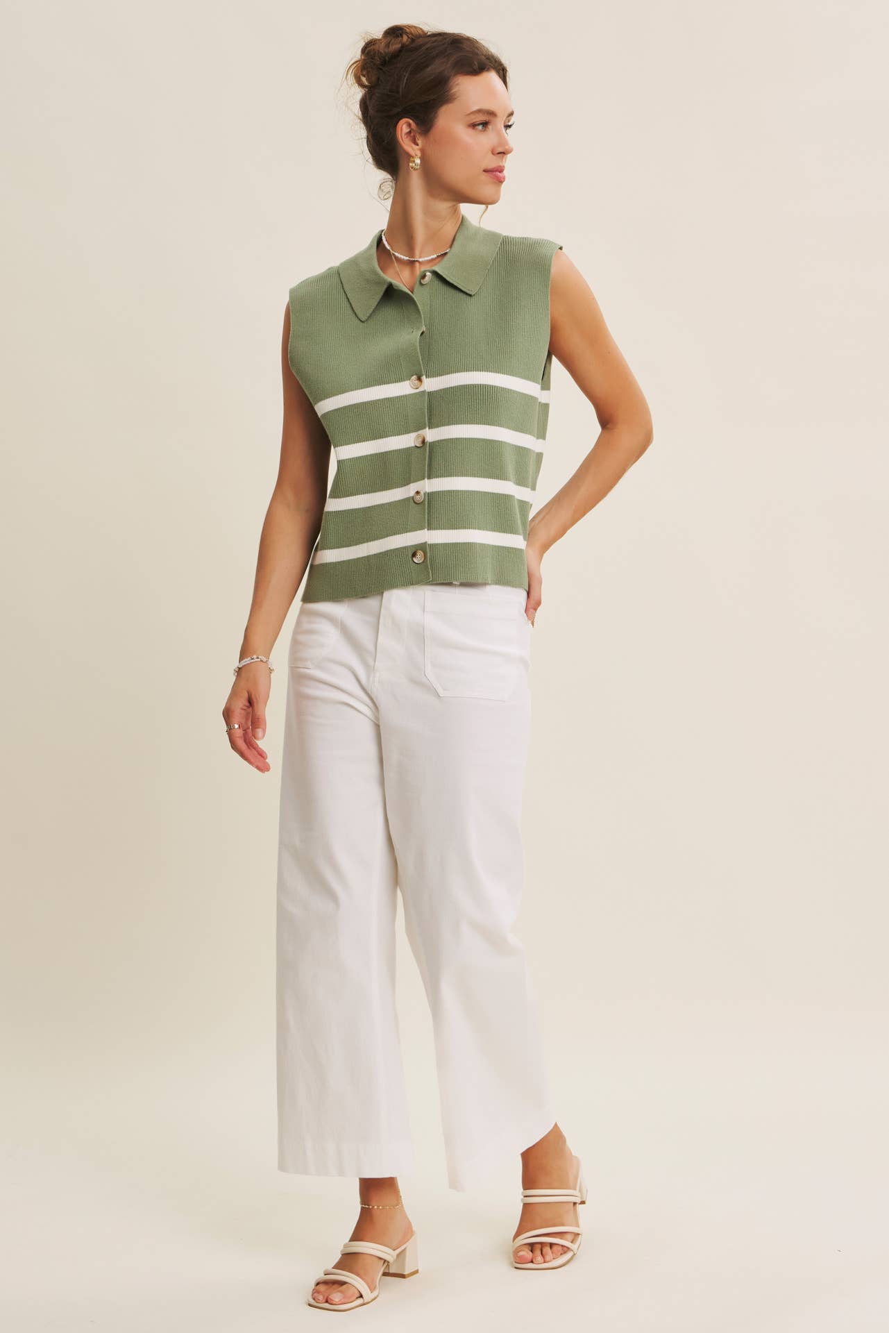 ALL SEASON LAYERING VISCOSE RIB BUTTON-DOWN SWEATER VEST