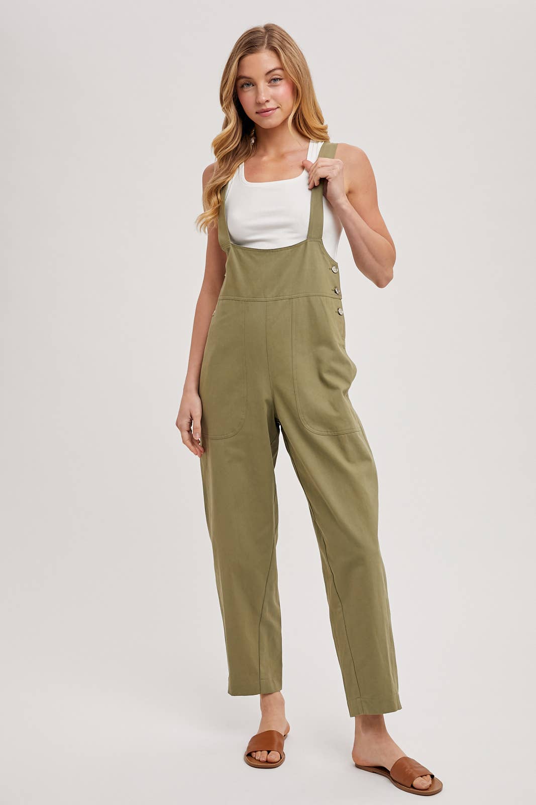 TAPERED CAPRI OVERALLS WITH POCKETS