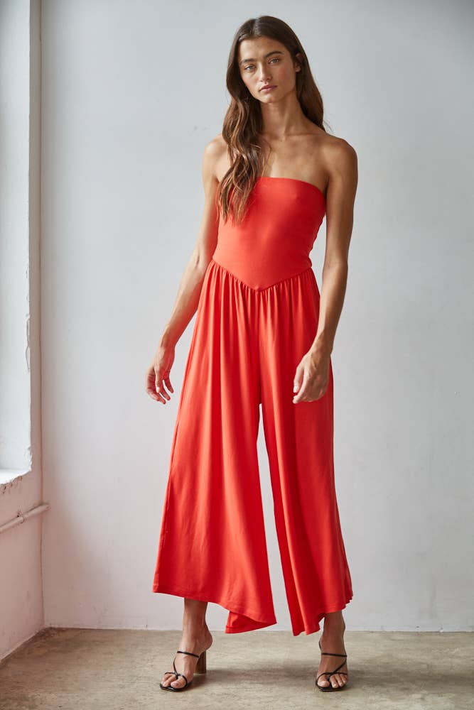 Tube Strapless Flare Jumpsuit