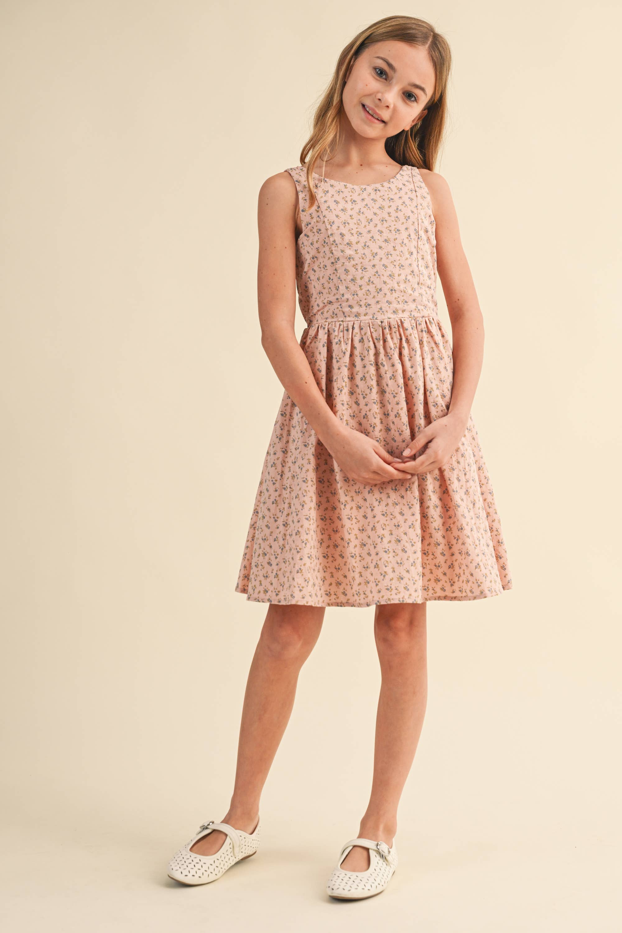 TWEEN KIDS GIRLS SLEEVELSES FIT AND FLARE SUNDRESS (7-14)