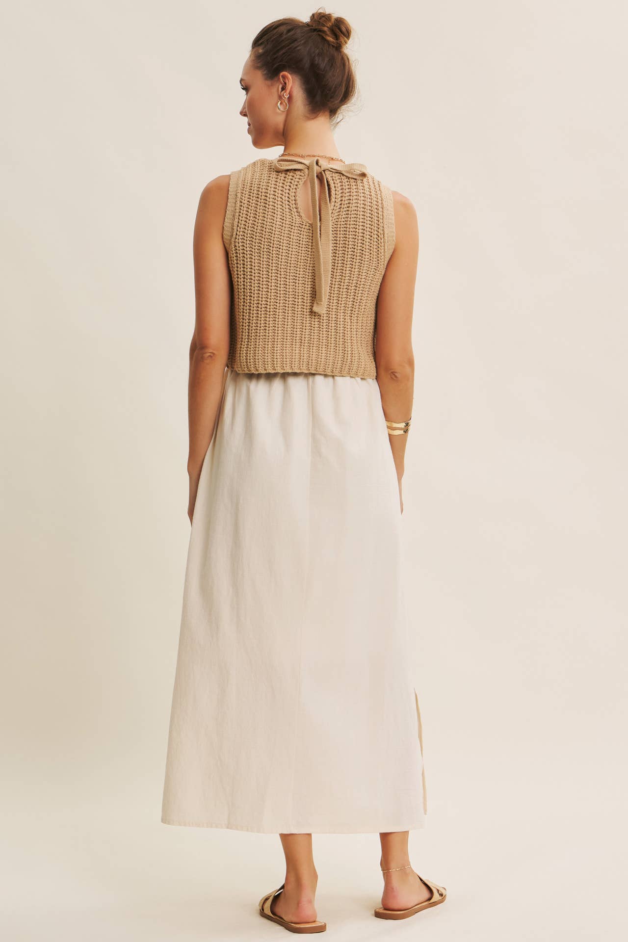 CHUNKY SWEATER TWOFER MIDI DRESS