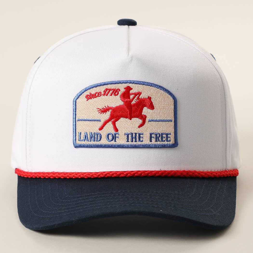 LAND OF THE FREE Embroidered Patch Rope Trucker Hat