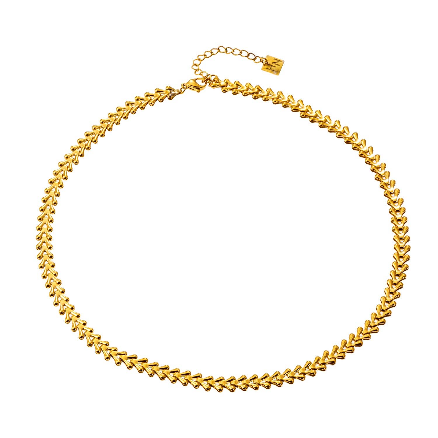 FRANKIE:  Vintage-Inspired Linked Abstract Crest Chain Necklace