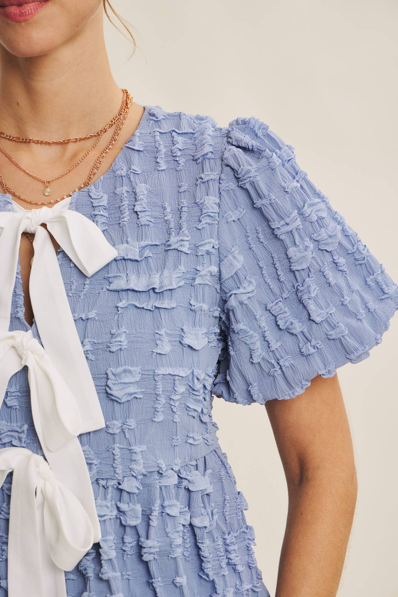 ORIGINAL BESTSELLER BUBBLE BABYDOLL BLOUSE WITH CONTRAST BOW