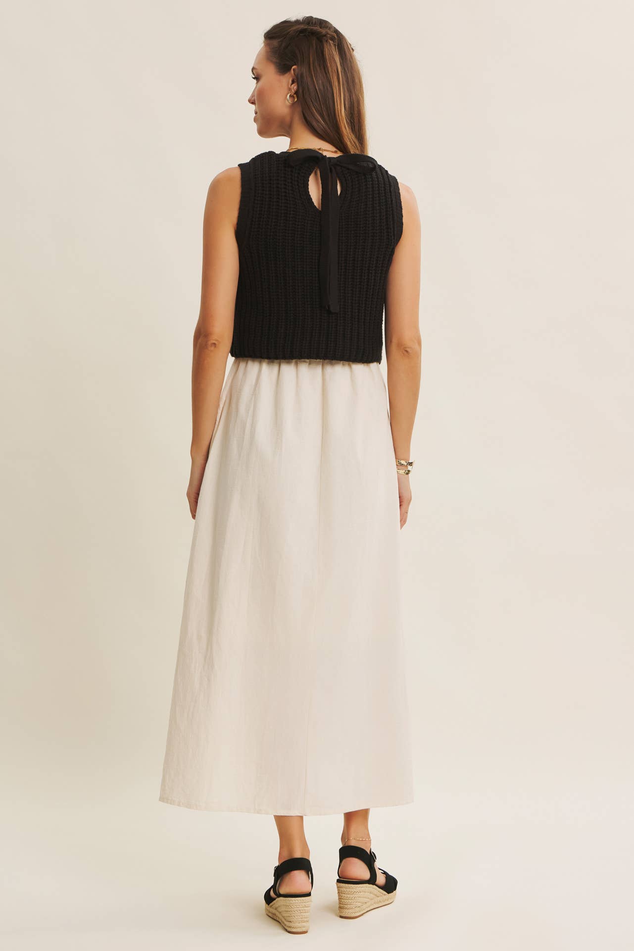 CHUNKY SWEATER TWOFER MIDI DRESS