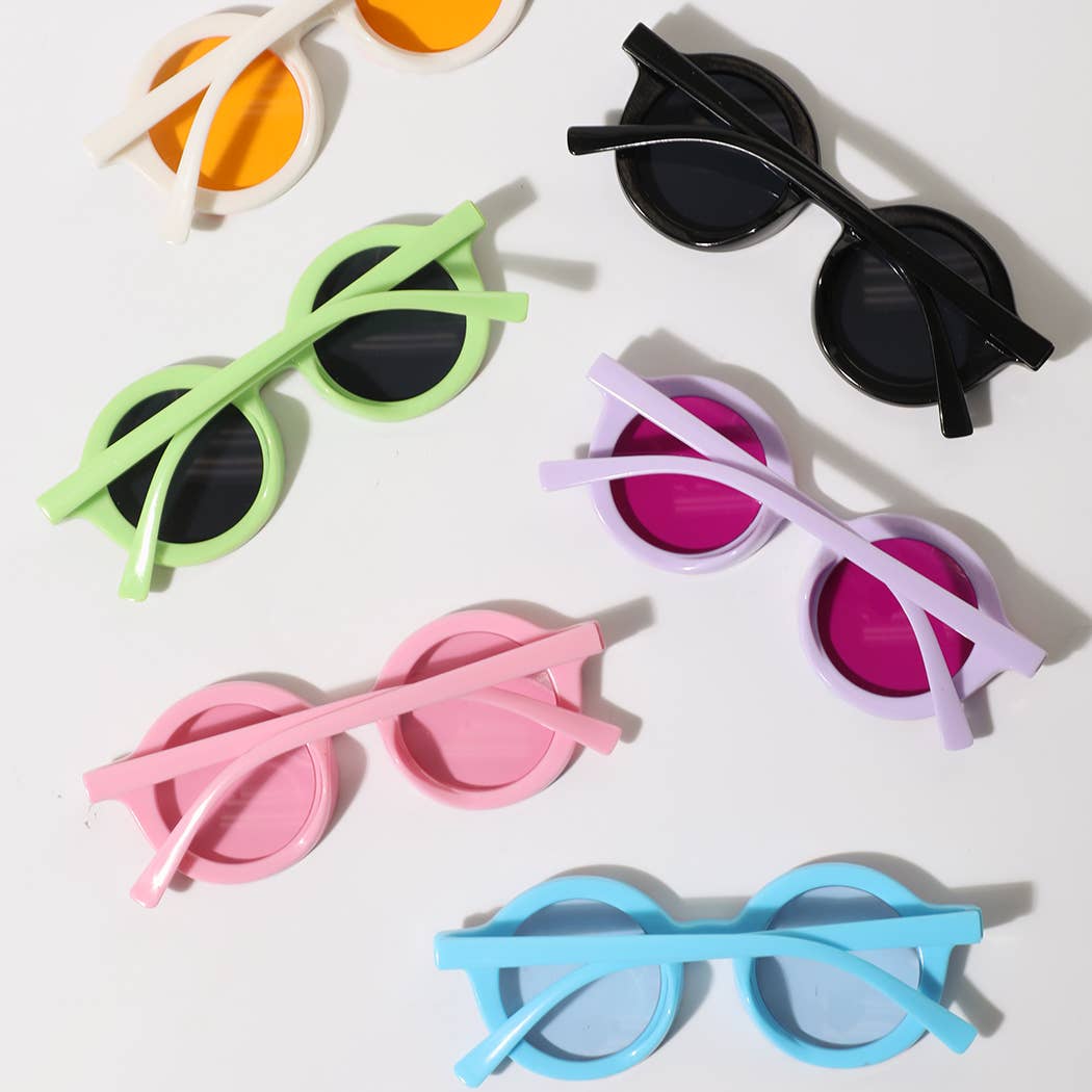 Girls Floral Round Frame Sunglasses