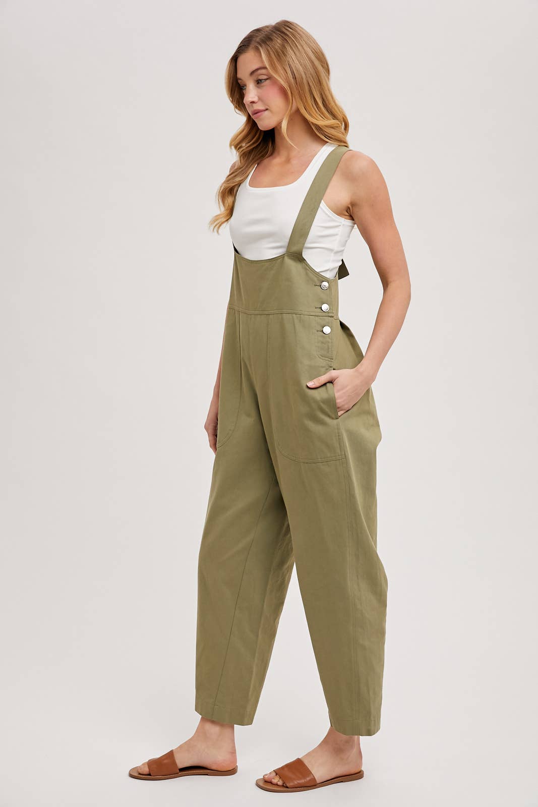 TAPERED CAPRI OVERALLS WITH POCKETS