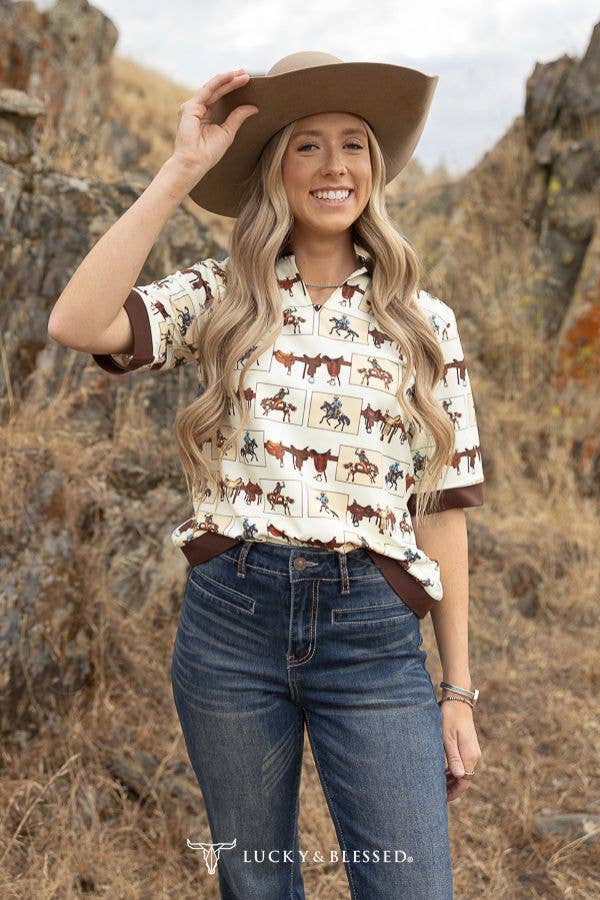 Saddle Horse Printed Collared Shirt