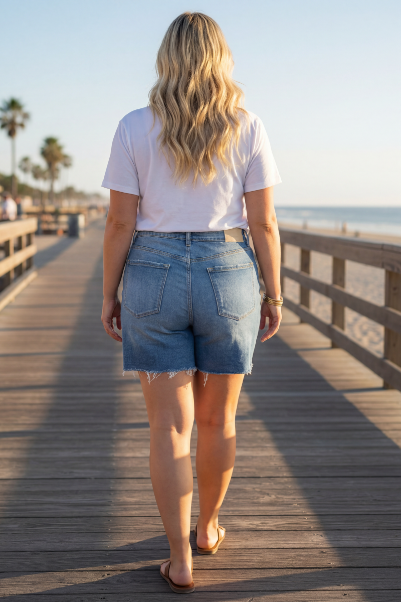 PLUS SIZE HIGH RISE MIDI SHORTS